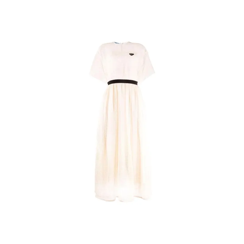 PRADA Short Sleeved Dress Women's White-0