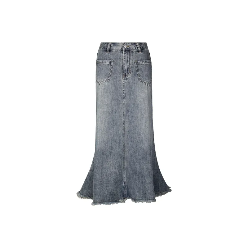 Wen Shan Denim Long Skirt Women's-7