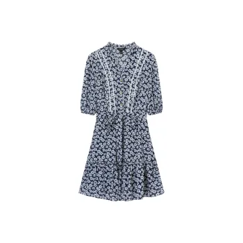 E.land Short Sleeved Dresses Women's Navy Blue