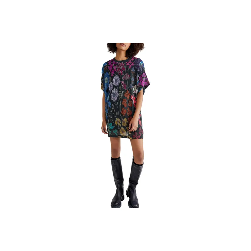 FREE PEOPLE Jewel Mini Dress Short-Sleeved Dresses Women's Twilight Combo-0