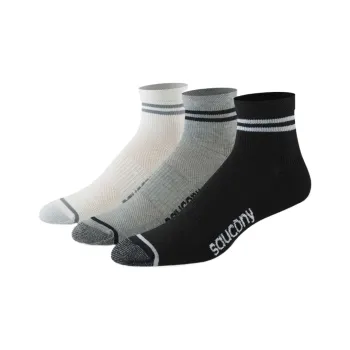Saucony Inferno Cushion Ankle Socks Unisex 3 Pack White Gray Black