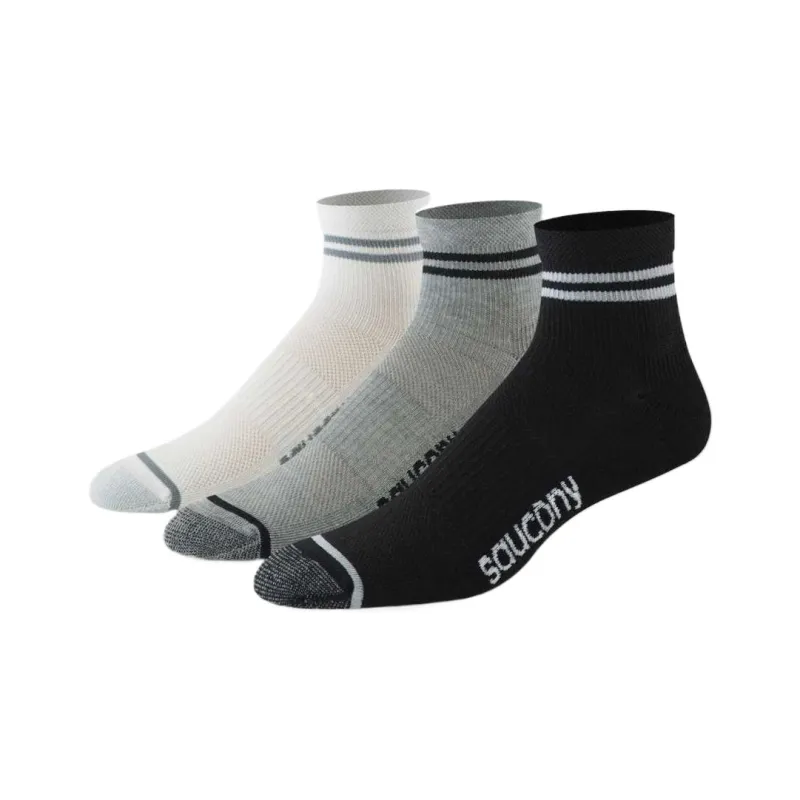 Saucony Inferno Cushion Ankle Socks Unisex 3 Pack White Gray Black-0