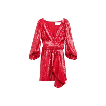 CELINE Embroidered Sequin Wrap Dress