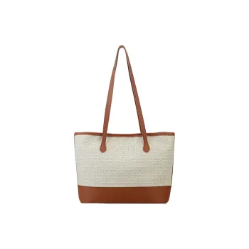 TOUTSEUL YOLO Straw Woven Shoulder Bag Women's Brown