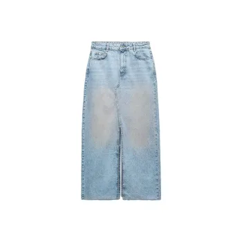 ZARA Denim Long Skirts Women's Pink