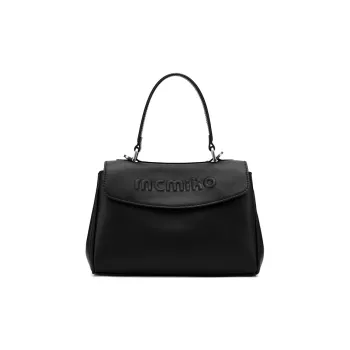 MCMIKO Split Cow Leather+Synthetic Leather Crossbody Bag Regular Women's Black, Black+Charm
