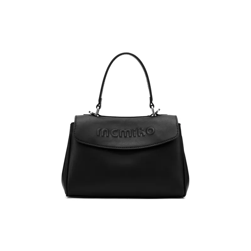 MCMIKO Split Cow Leather+Synthetic Leather Crossbody Bag Regular Women's Black, Black+Charm-0