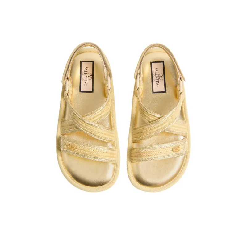Valentino Lake Powell One Strap Sandals Women's Gold-4