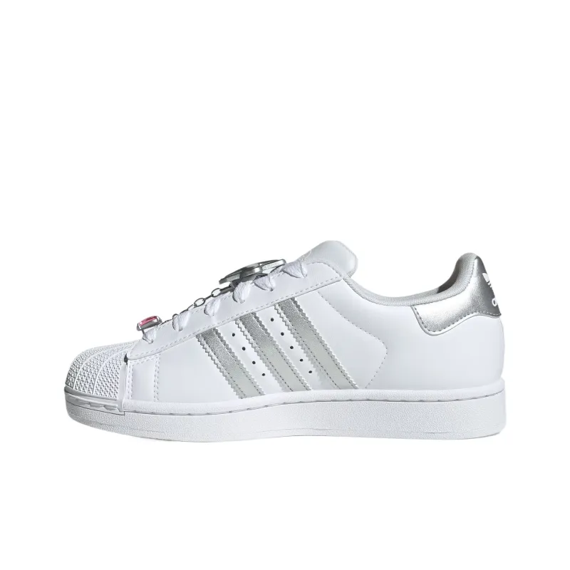 Adidas Originals SUPERSTAR Mid Top Skateboard Shoes Women's White Silver-2