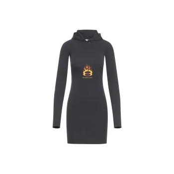 Balenciaga Logo Printed Hoodie Dress