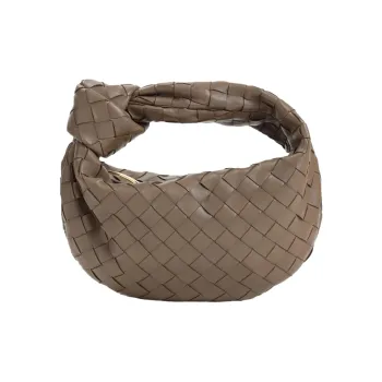 Bottega Veneta JODIE Leather Handbag Mini Women's Light Khaki