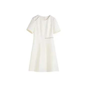 Hang Yi Court Short Sleeved Dress Women's White