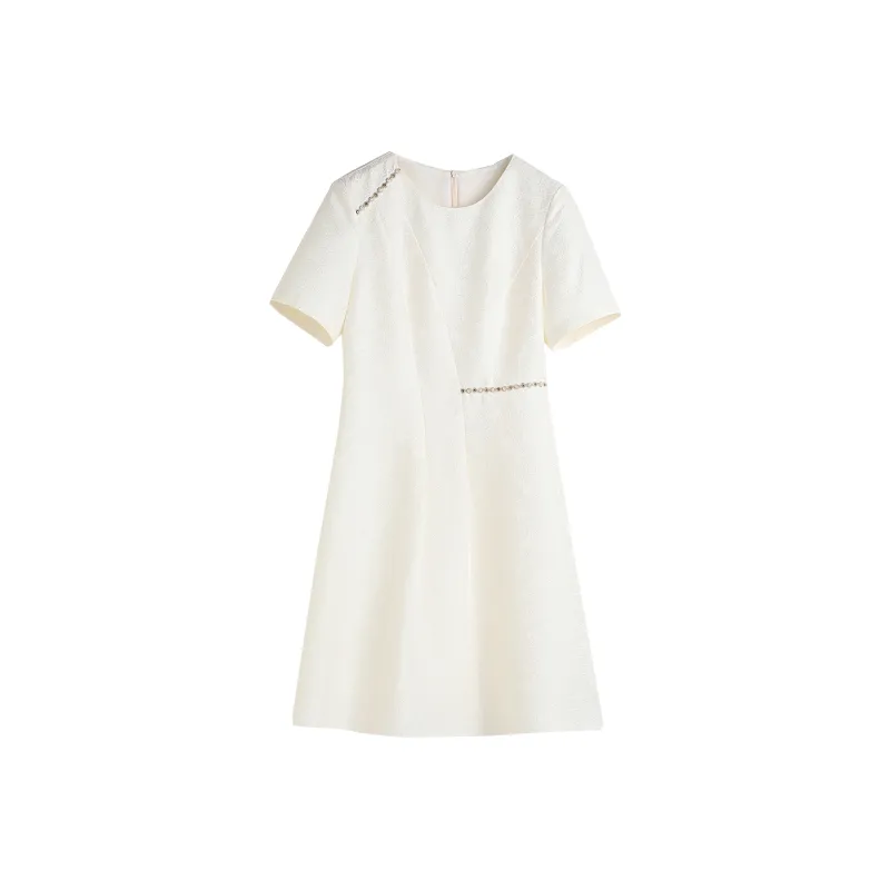 Hang Yi Court Short Sleeved Dress Women's White-0