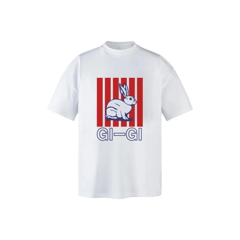 NOAHGIGI T Shirts Unisex White Lucky Rabbit-0