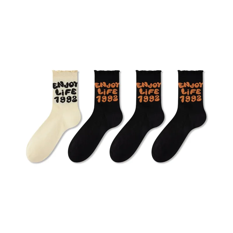 JIAZINI Mid Calf Socks Women's 4 Pack-12