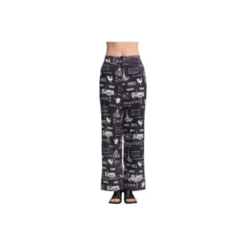 Blood Glitter Casual Pants Women's Black Floral