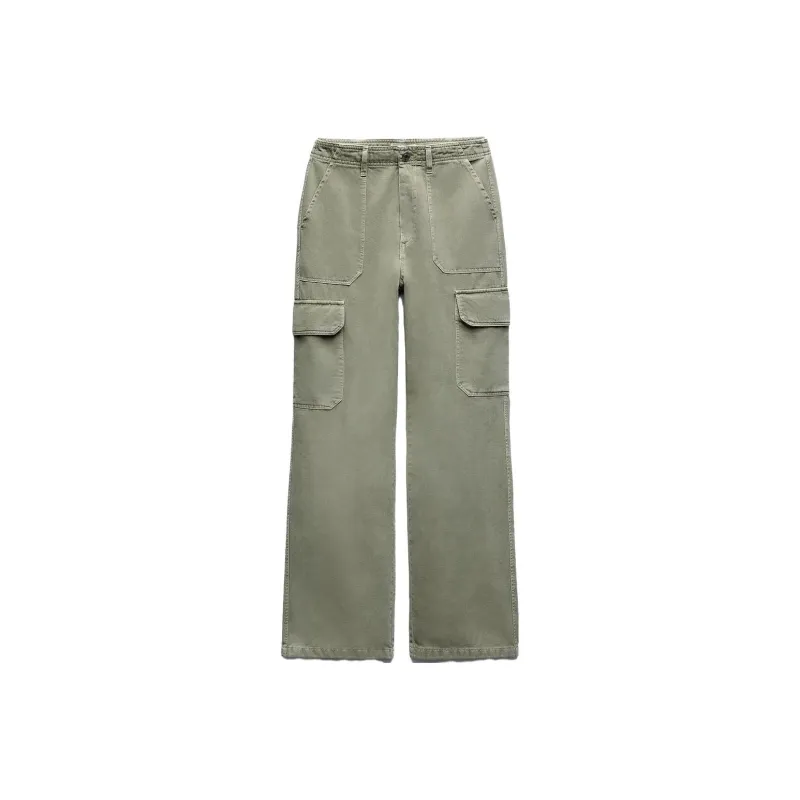 ZARA Cargo Pants Women's Light Green-0