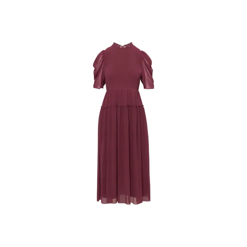 ARITZIA Wilfred Parlour Dress Short-Sleeved Dresses Women's Spiced Burgundy-0