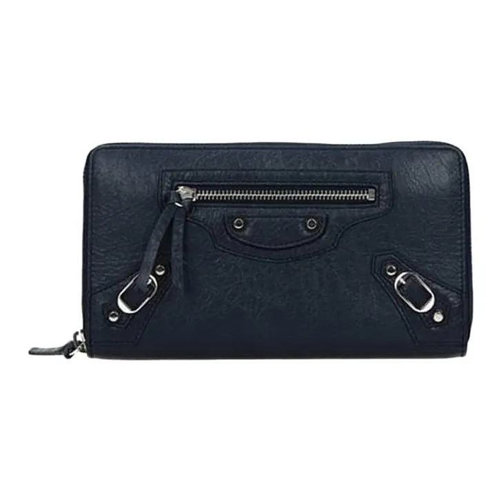 Balenciaga Lambskin Wallet Regular Women's Dark Blue-1