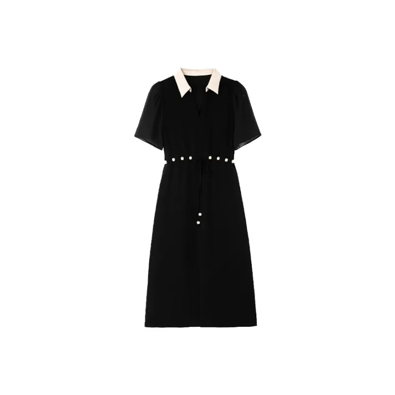 Mapping Short Sleeved Dresses Women's Black-0