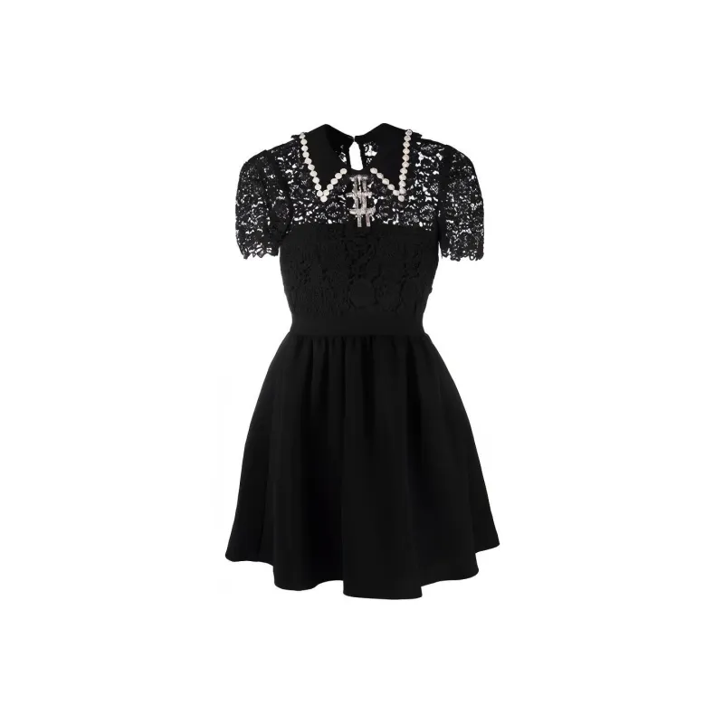 Self portrait Short Sleeved Dresses Women's Black-0