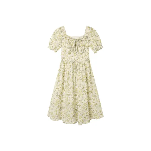 Pit Short-Sleeved Dresses Women's Yellow