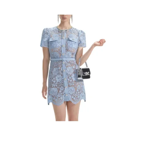 Self portrait Short Sleeved Dresses Women's Misty Blue