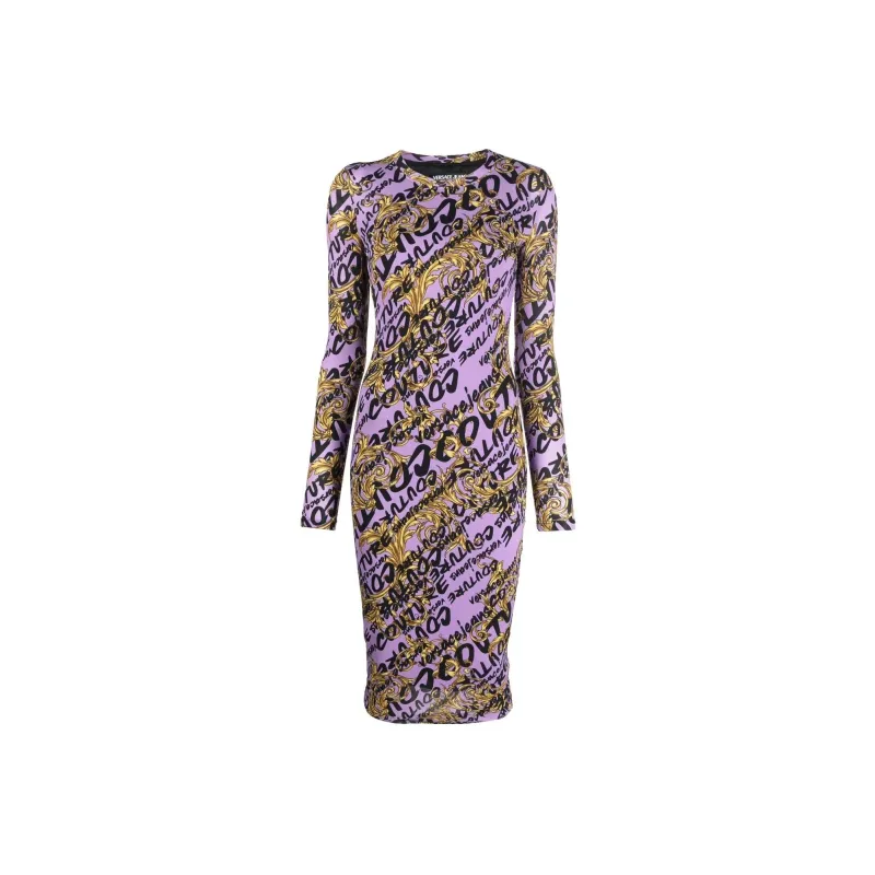 VERSACE Barocco Logo print Midi Dress-0