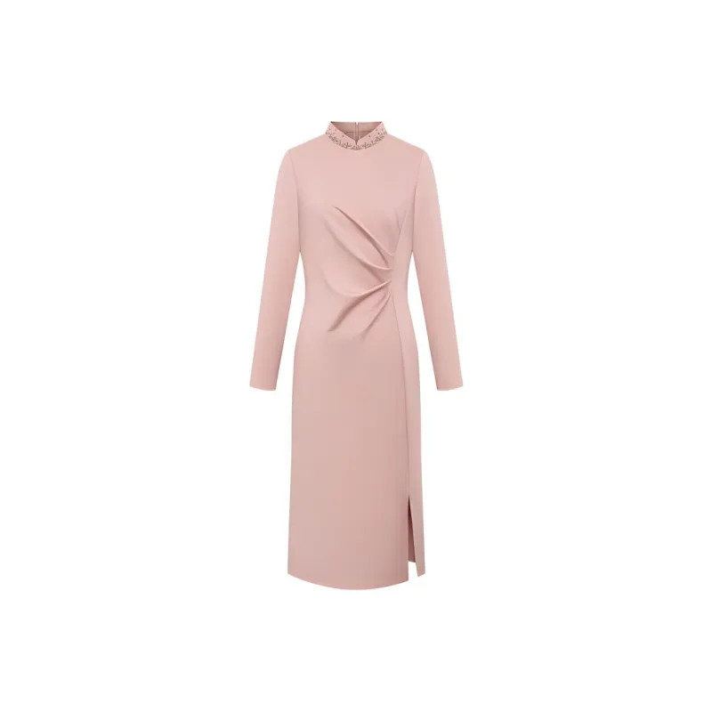 BBLLUUEE Long Sleeved Dress Women's Beauty Pink-0
