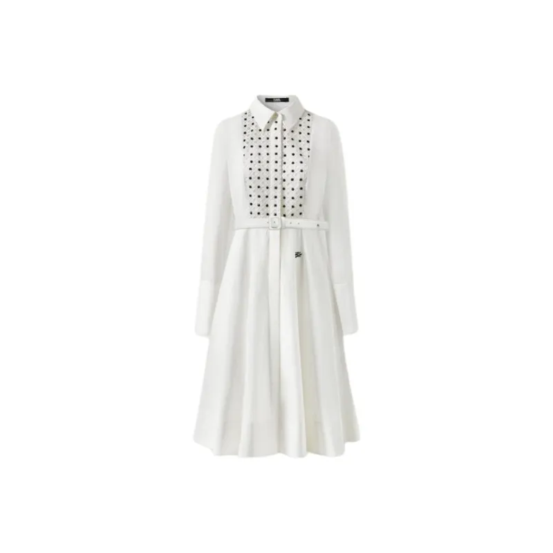 KARL LAGERFELD SS24 Long-Sleeved Dresses Women's White-0