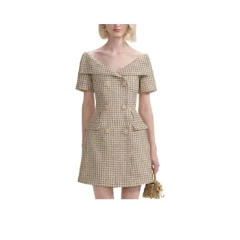 Self portrait Short Sleeved Dresses Women's Gold