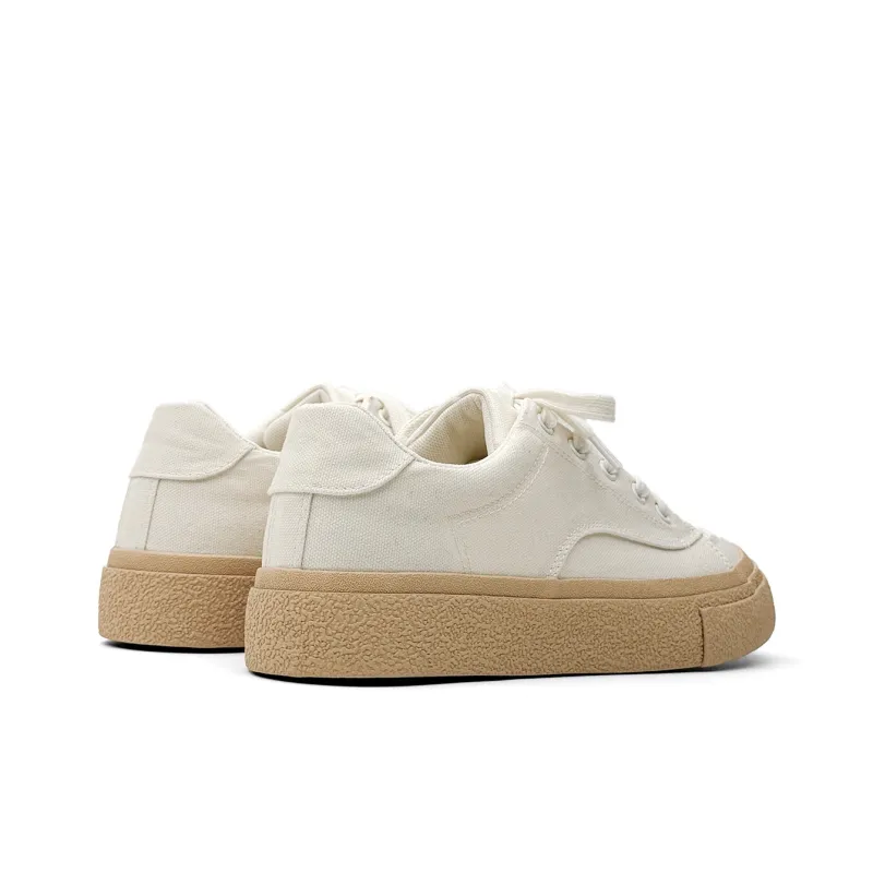 Mengsai Cushioning Abrasion Resistant Height Increasing Lightweight Mat Low Top Skateboard Shoes Men's Beige-5
