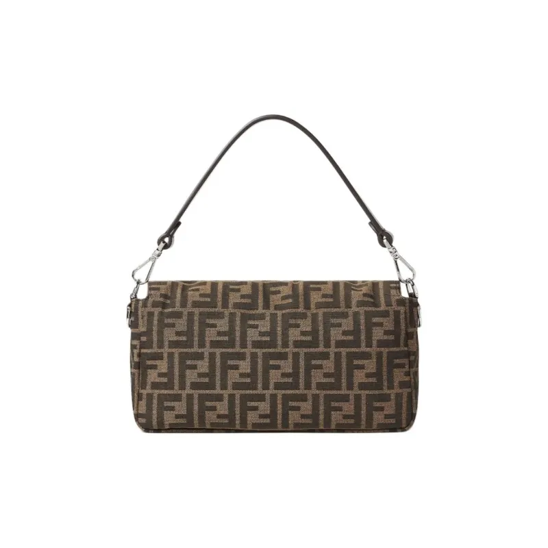 FENDI Baguette Jacquard Fabric Shoulder Bag, Crossbody Bag, Handbag Medium Size Women's Brown-2