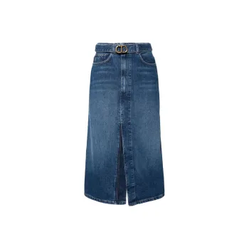 Twinset Belted Midi Denim Skirt