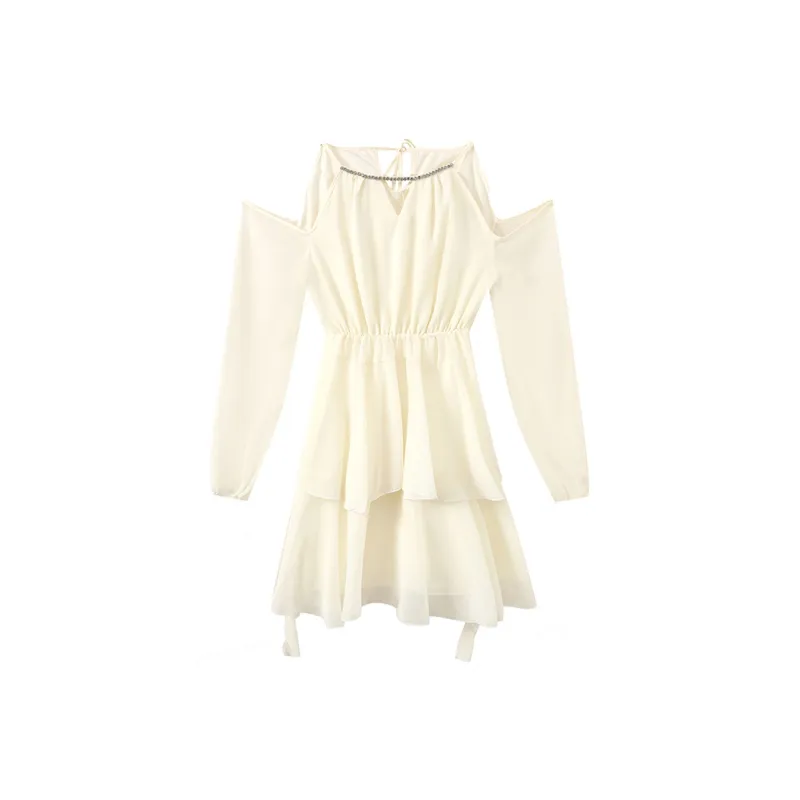 Adeworn Long Sleeved Dress Women's Apricot-0