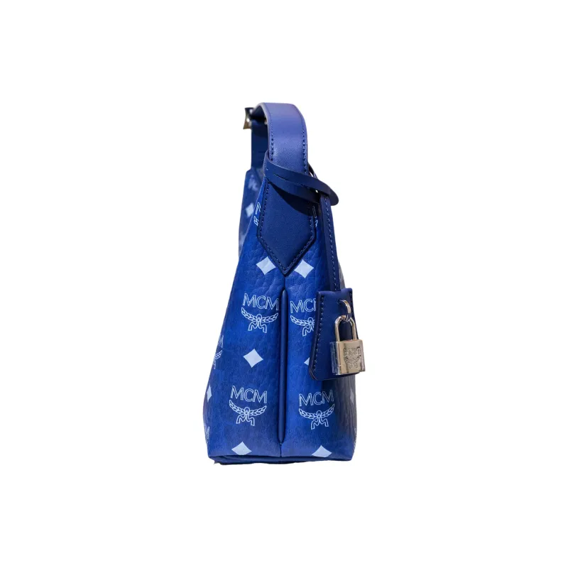 MCM Aren Artificial Leather Underarm Shoulder Bag Small Size Unisex Blue-1