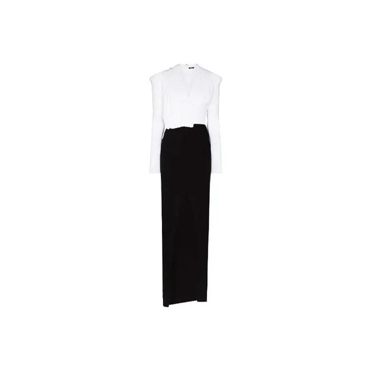 BALMAIN FW21 Long-Sleeved Dresses Women's Black White-0