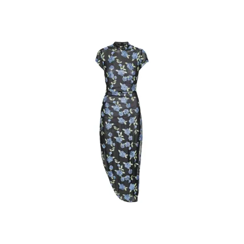 Rotate Mesh Asymmetric Maxi Dress