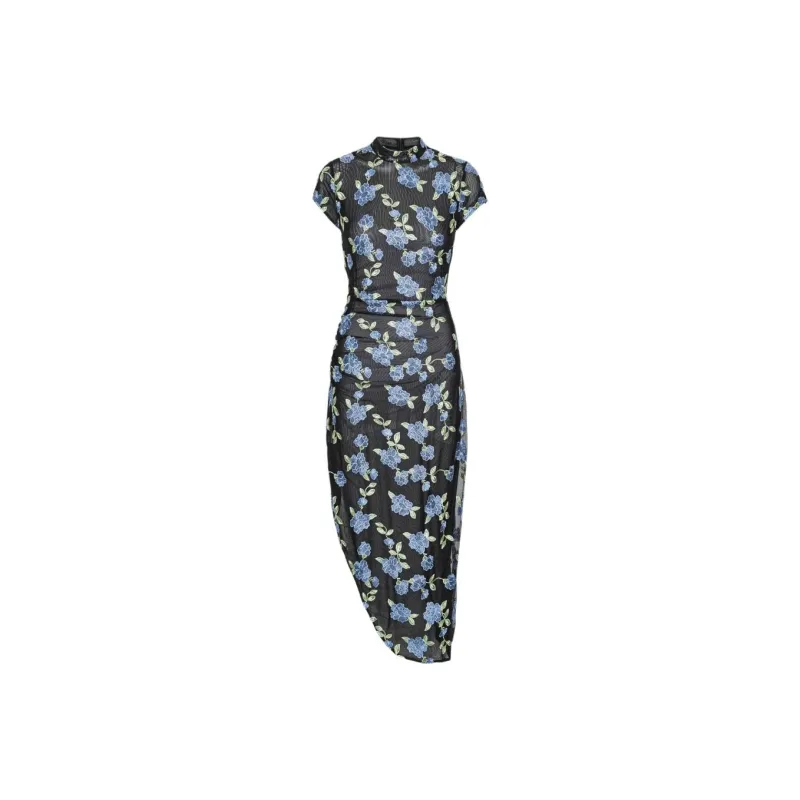 Rotate Mesh Asymmetric Maxi Dress-0