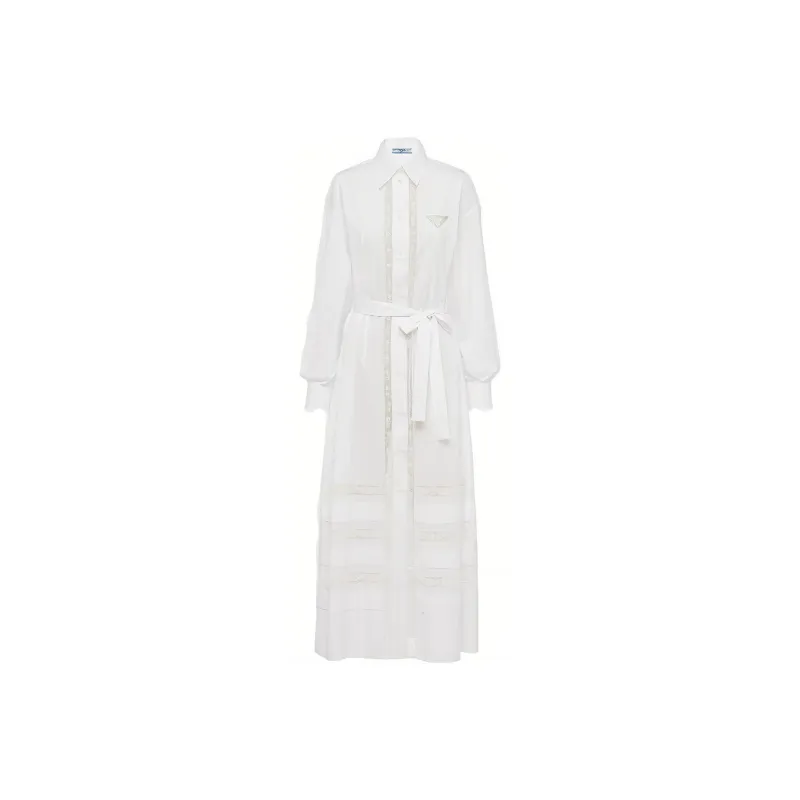 PRADA Lace-panel Maxi Shirtdress-0