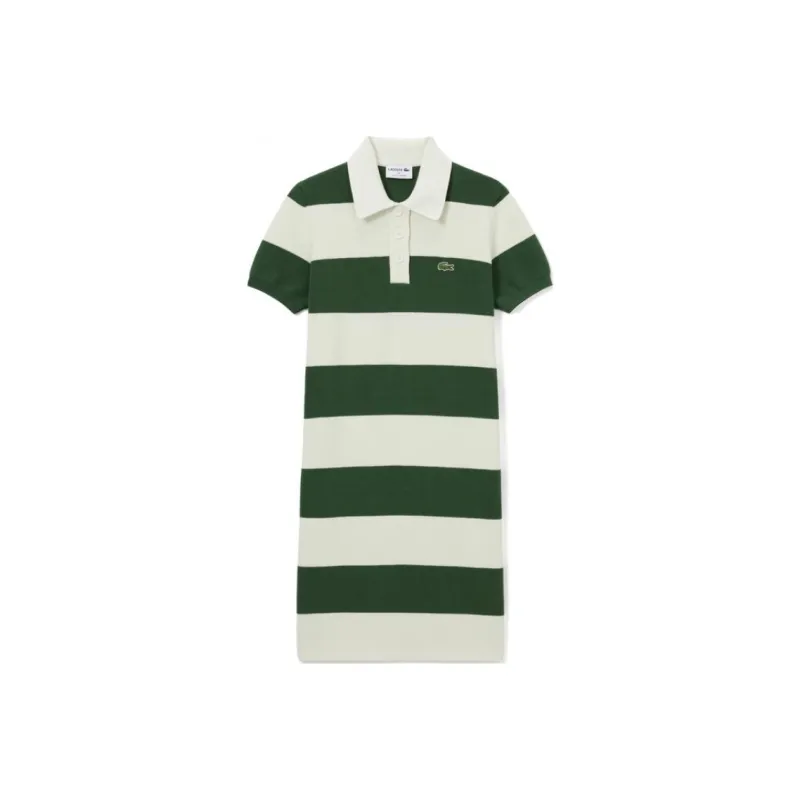 LACOSTE SS24 Short Sleeved Dresses Women's White Green Multicolor-0