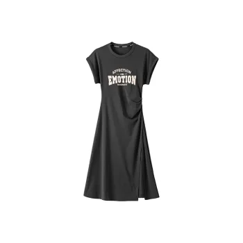 BANANA CICI Short Sleeved Dresses Women's Dark Gray