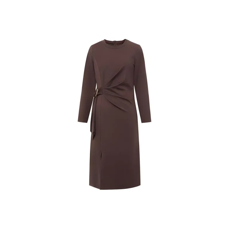 BBLLUUEE Long Sleeved Dress Women's Tea Umber-0