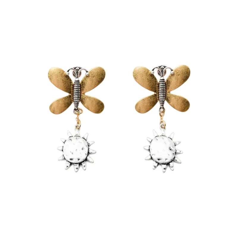 ZARA Metal Earrings Women's Yellow-0