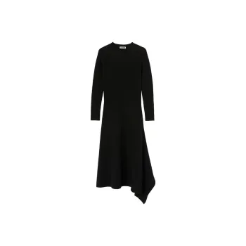 JIL SANDER Wool Asymmetric Midi dress