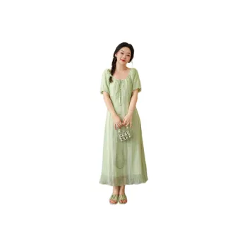 DAMABAIFENBAI Short Sleeved Dress Women's Green