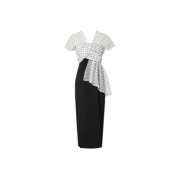 Duffy Fashion Short Sleeved Dresses Women's Polka Dot Black