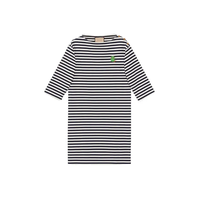 GUCCI Stripe print Embroidered Dress-0