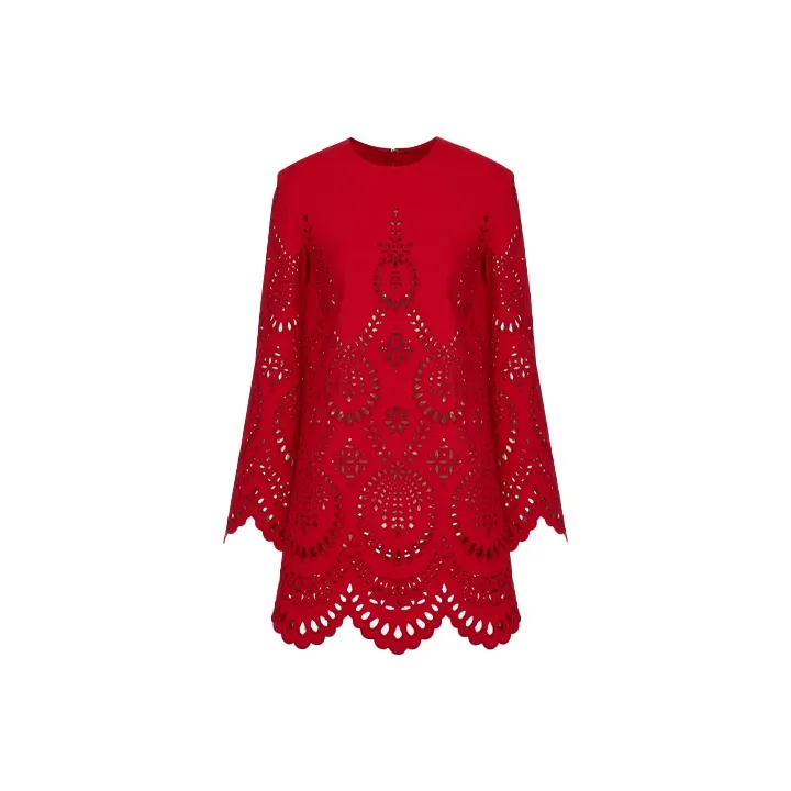 Valentino Long-Sleeved Dresses Women's Red-0
