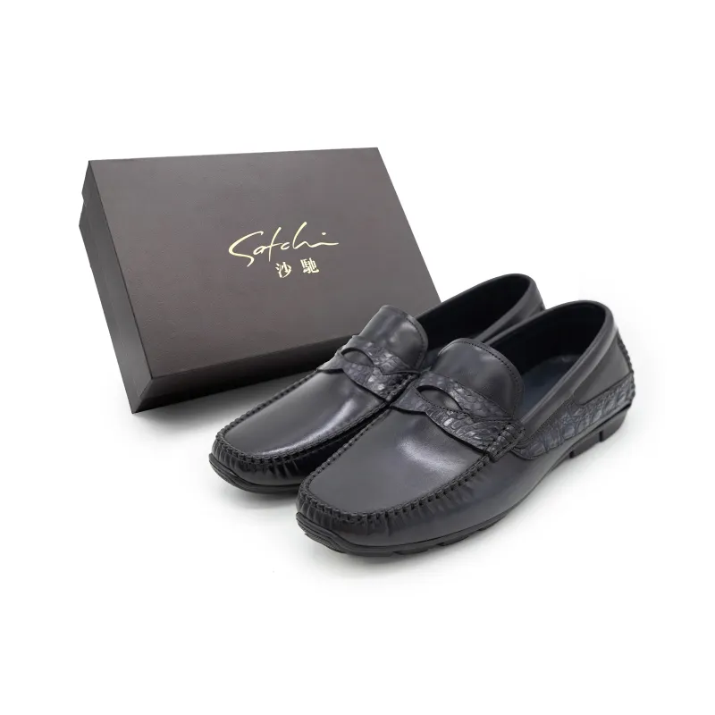 Satchi Loafers Men's Black Gray-1